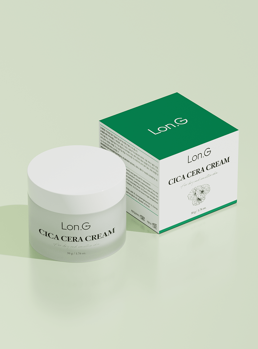 Lon.G Cica Ceramide Cream — Siliconenvrije Crème met Centella als Eerste Ingrediënt - HallyuSkincare